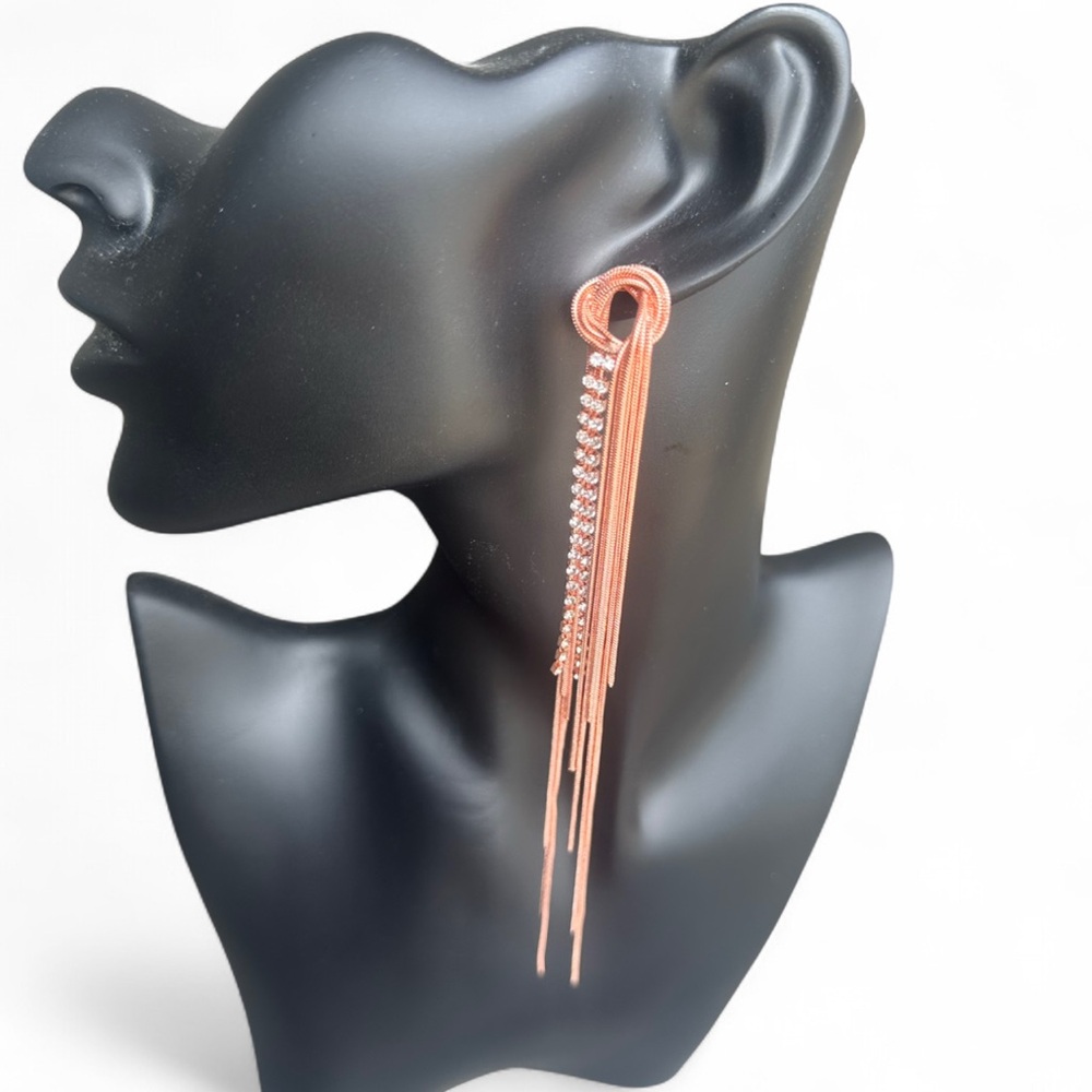 Elegant Rose Gold Dangle Statement Earrings